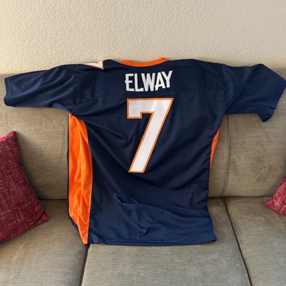 JOHN ELWAY #7 SEWN STITCHED THROWBACK JERSEY SIZE XL HOF 2004 SUPER BOWL MVP